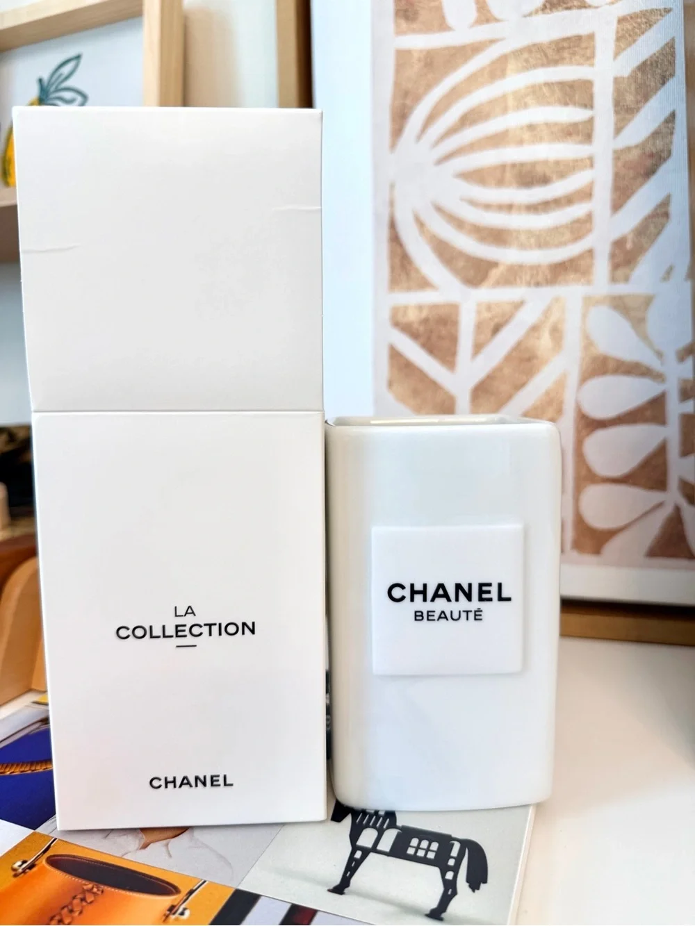 Chanel White Ceramic Brush Holder